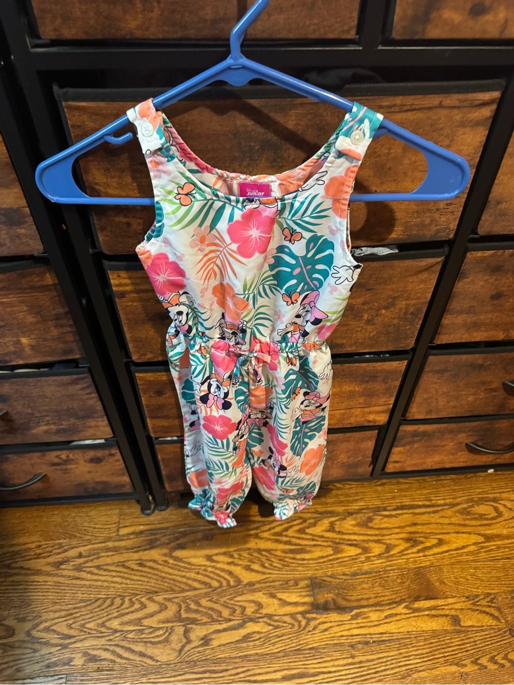 Disney Girls Floral Tropical Jumpsuit - Pink & Teal